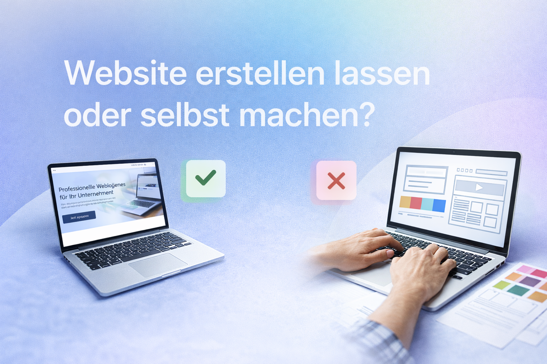 Beitragsbild zum Thema Website erstellen lassen oder selbst machen für Unternehmen und Selbstständige