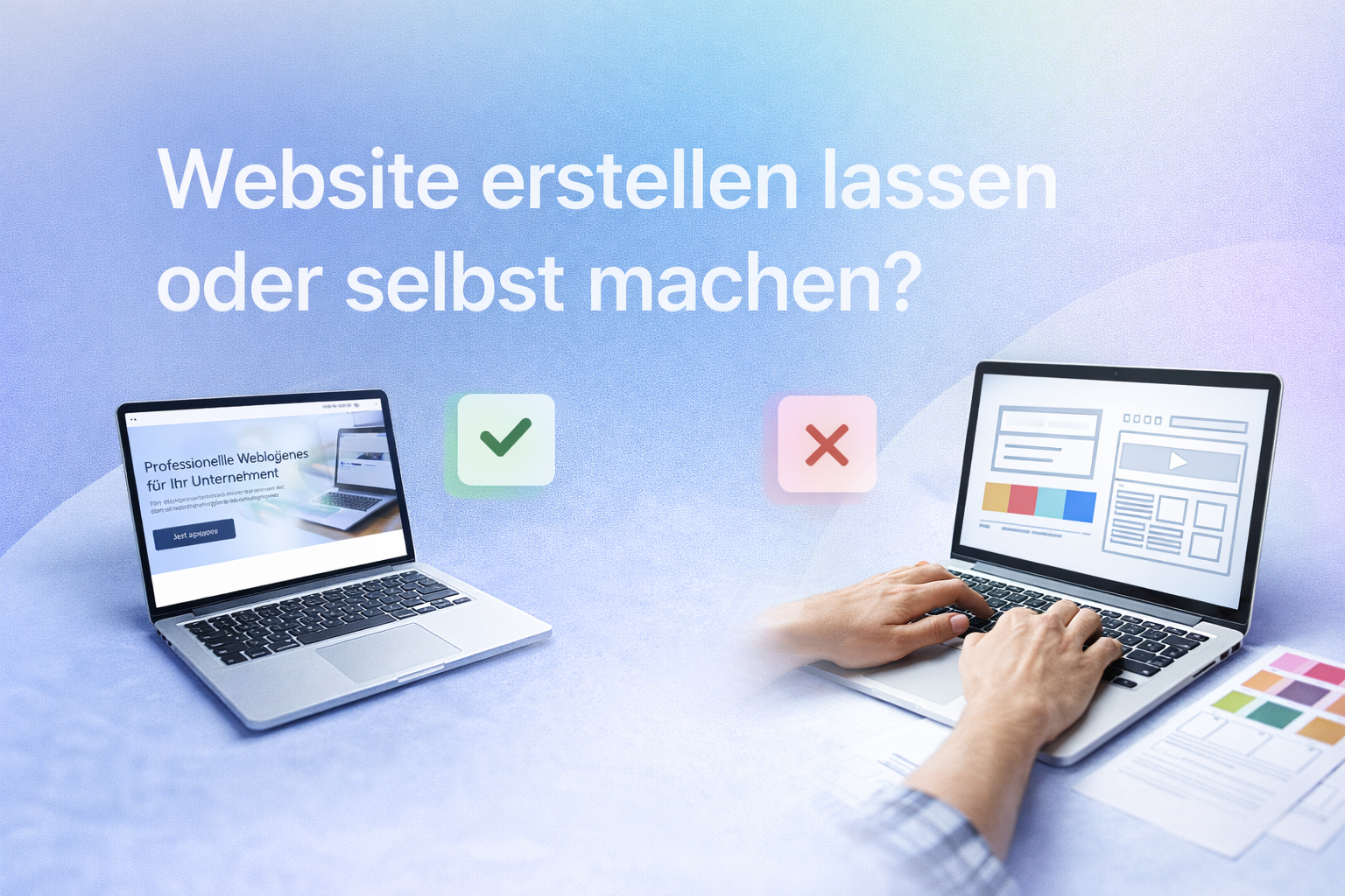 Beitragsbild zum Thema Website erstellen lassen oder selbst machen für Unternehmen und Selbstständige
